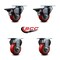 Service Caster 3'' Red Poly Wheel Swivel Top Plate Caster Set with 2 Posi Brakes 2 Rigid, 4PK SCC-20S314-PPUB-RED-PLB-2-R-2 - alternate 3